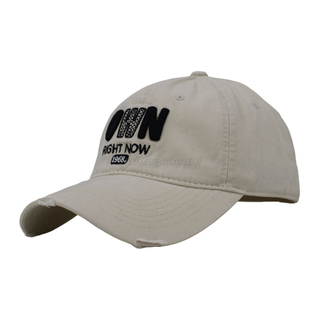 New Design Embroidery Distressed Washed Cotton Unstructured Baseball Cap And Hat Factory