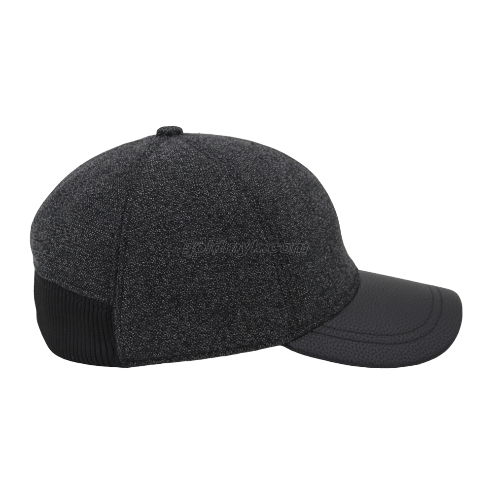 Custom Warm Fabric Full Back Baseball Cap And Hat with Leather Visor And Peak
