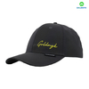 Dazzling 100% Polyester Black Flat Embroidery Street Style Custom Fabric Cap Curved Brim 6-Panel Baseball Cap