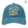 Stylish 6-Panel Blue Flat Embroidery Washed Design for Sports Business or Street Style Baseball Cap