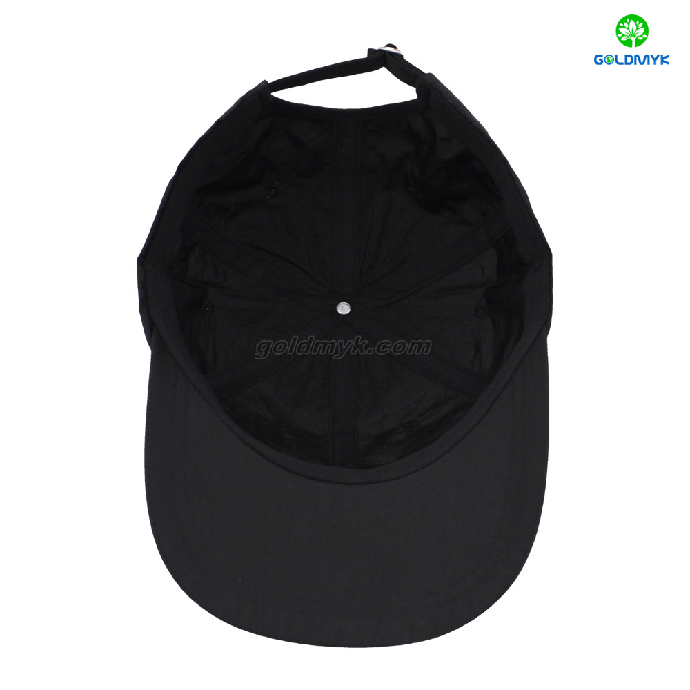 High Quality 100% Polyester Stylish Black Design Sporty Common Business 6-Panel Baseball Cap