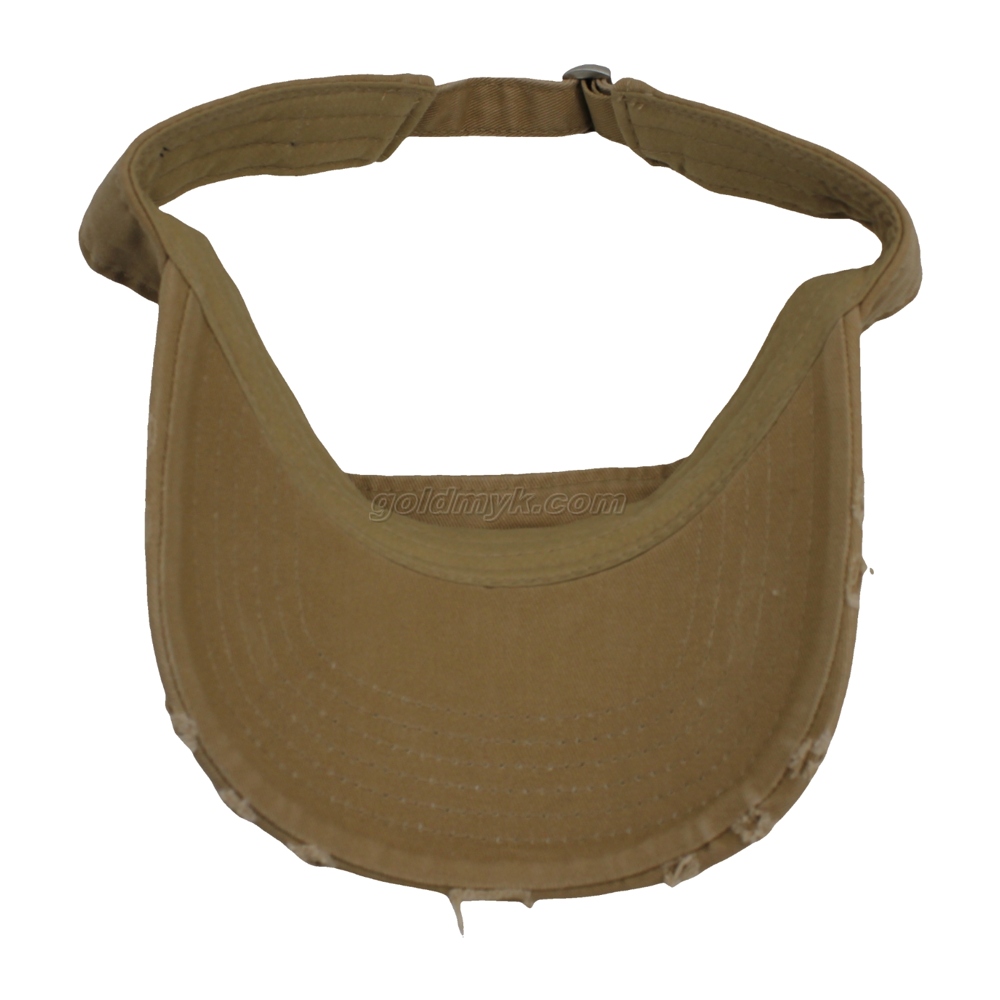 100% Washed Cotton Sunvisor Cap Rope of Women And Men Custom Embroidery Silk Printed 6 Panel Cap Metal Buckle Closure