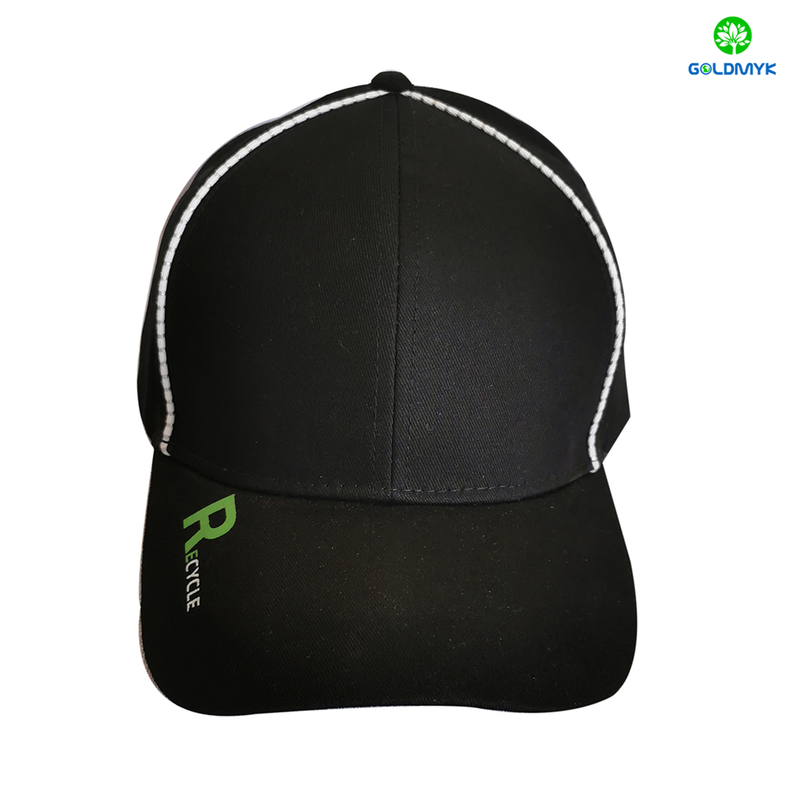 Recycle Fabric Print Logo Sports Baseball Cap With Reflective Piping 