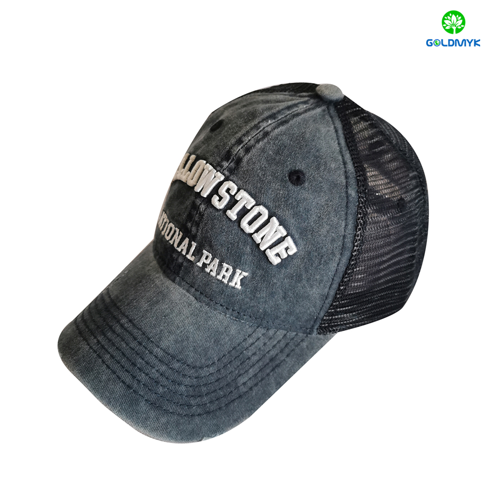 Customized Embroidery Coated Washed Mesh Cap
