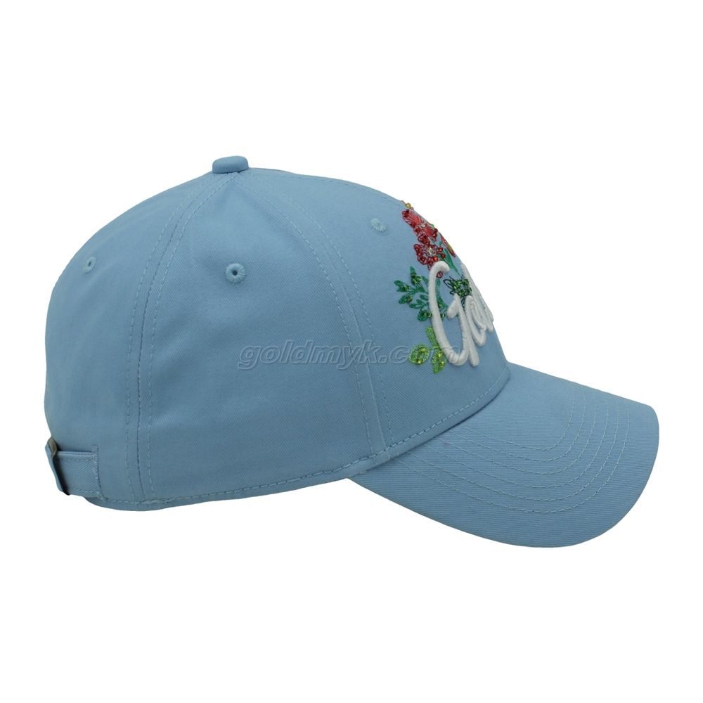Fashion And Hot Sale Cotton Twill Fabric Baseball Cap And Hat with 3D Embroidery And Beaded Embroidery