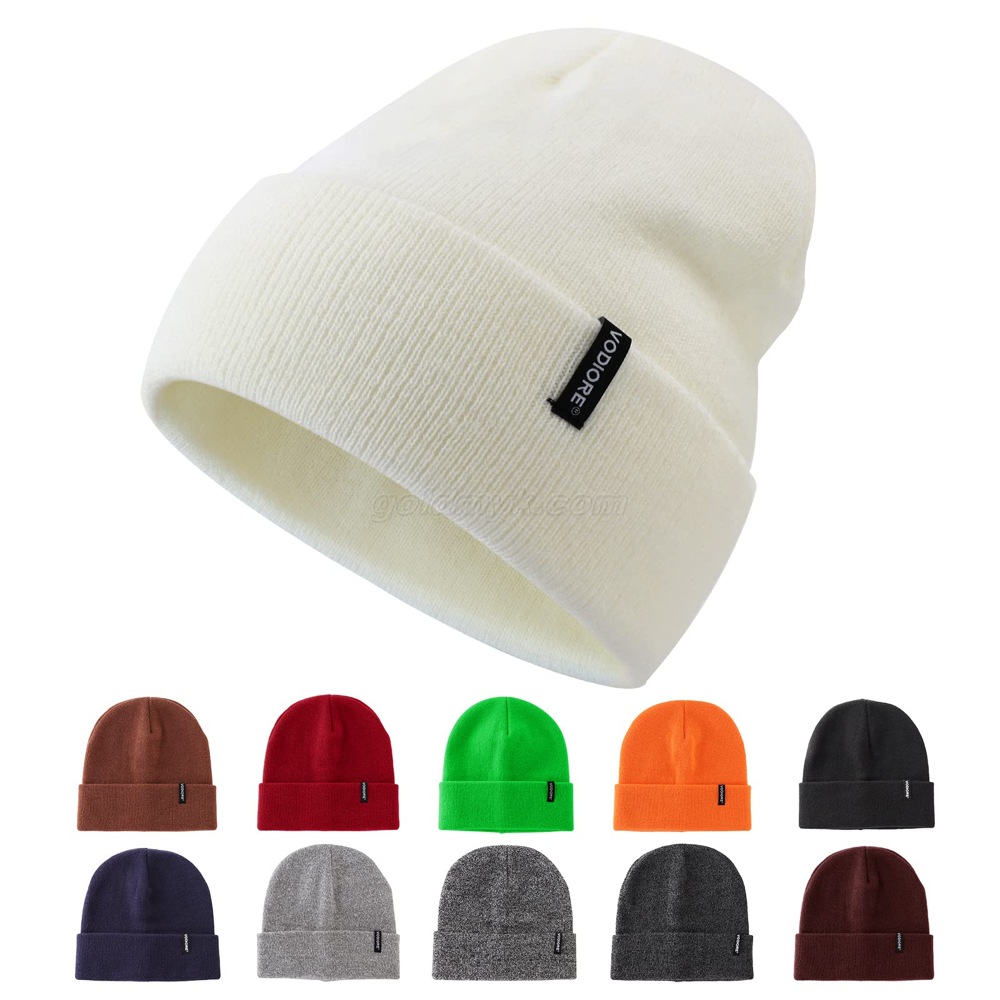 Custom Beanie Knitted Hat for Men Women Winter Knit Hat Warm Slouchy Beanie Cuffed Skull Cap