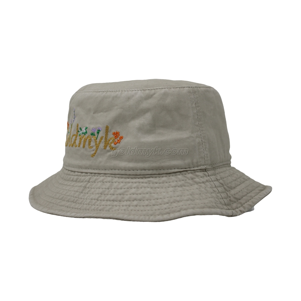 100% Cotton Fabric Bucket Cap Hand Washed Women And Men Acid Washed , Patch Embroidery, 6 Panel Cap