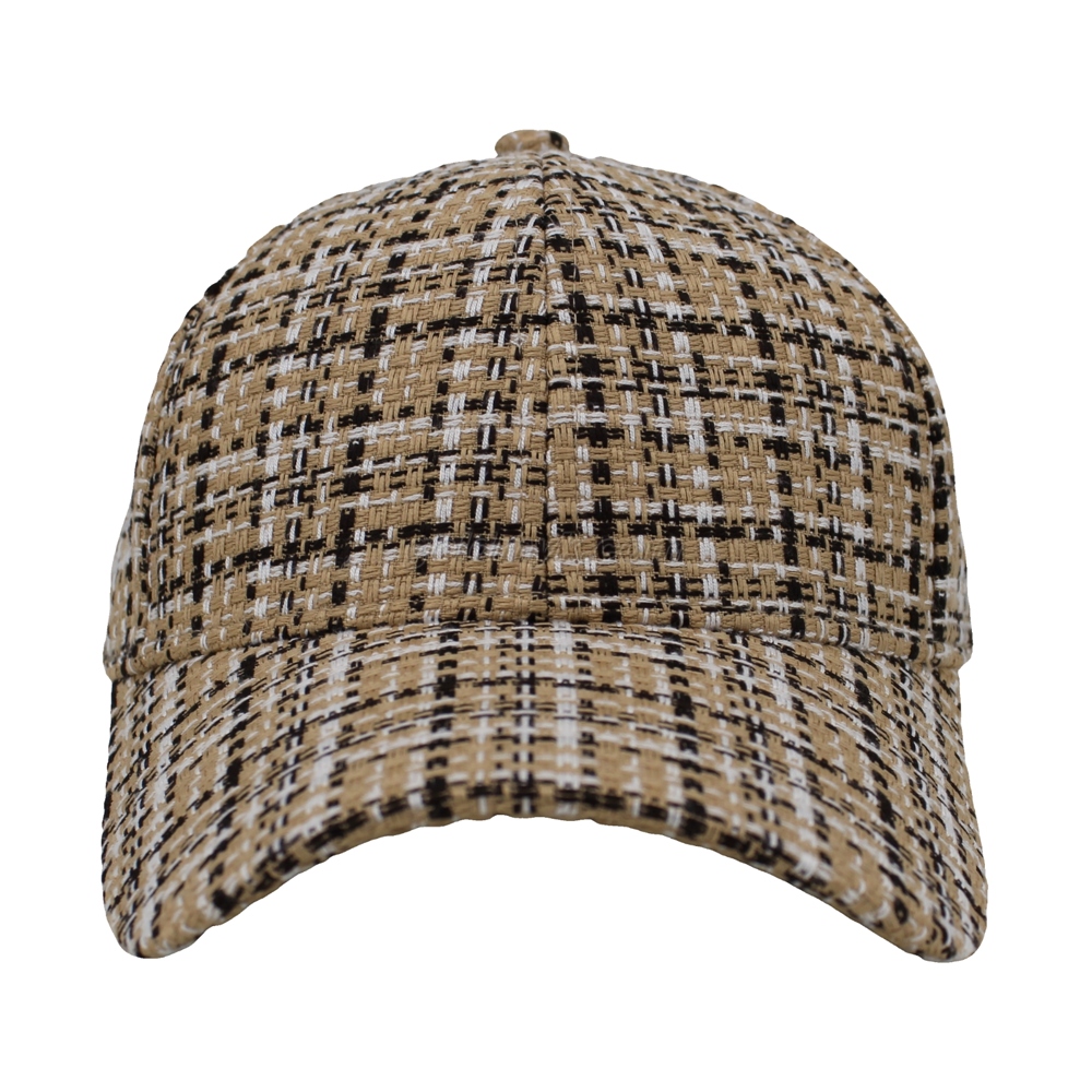 Hot Sale Checked Fabric Six Panels Structured Baseball Cap And Hat with Custom Logo Design