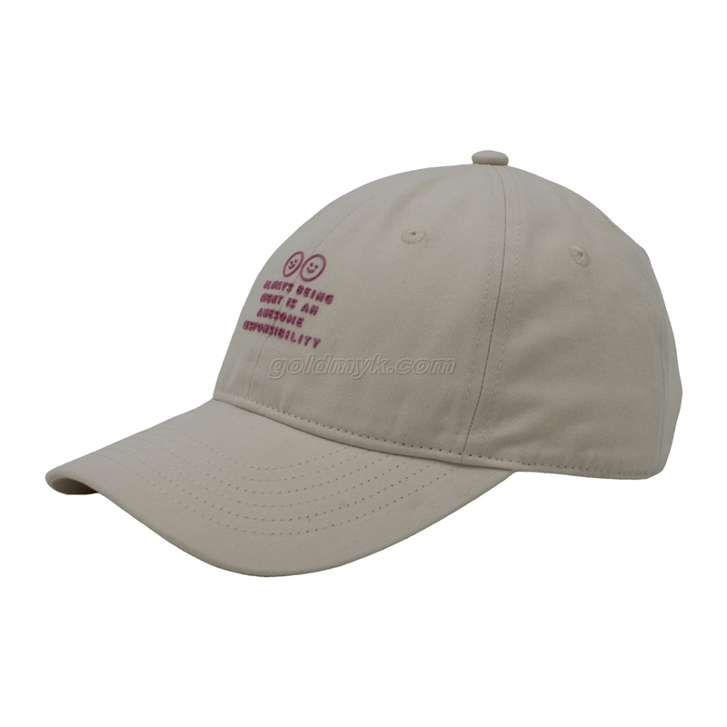100% Cotton Baseball Cap Rope of Women And Men Custom Embroidery Silk Printed 6 Panel Cap Metal Buckle Closure