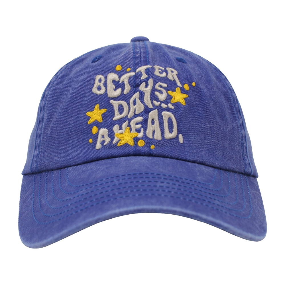 100% Washed Cotton Baseball Cap Rope of Women And Men Custom Embroidery Silk Printed 6 Panel Cap Metal Buckle Closure