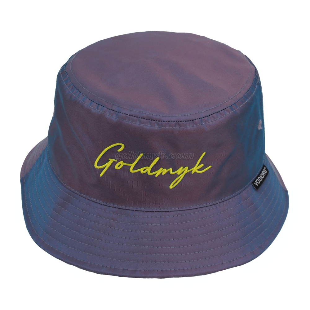 100% Polyester Fabric Bucket Cap Hand Washed Women And Men Acid Washed , Patch Embroidery, 6 Panel Cap