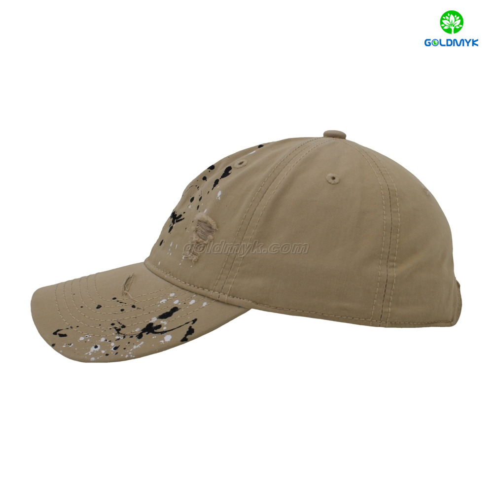 100% Cotton Flat Embroidery Checked Pattern Street Style Custom Fabric Cap Curved Brim 6-Panel Baseball Cap