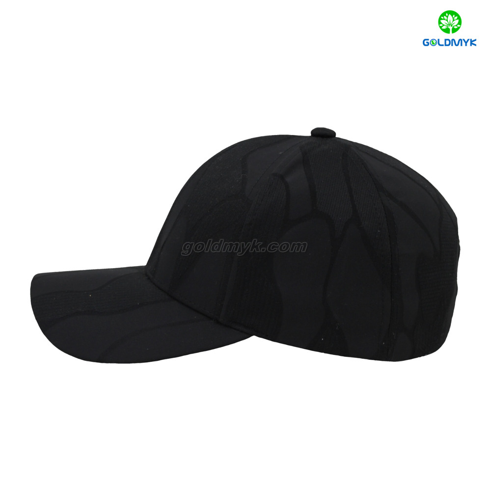 Custom Black Jacquard 6-Panel Curved Brim Sporty Style Street Wear for Business Baseball Cap 