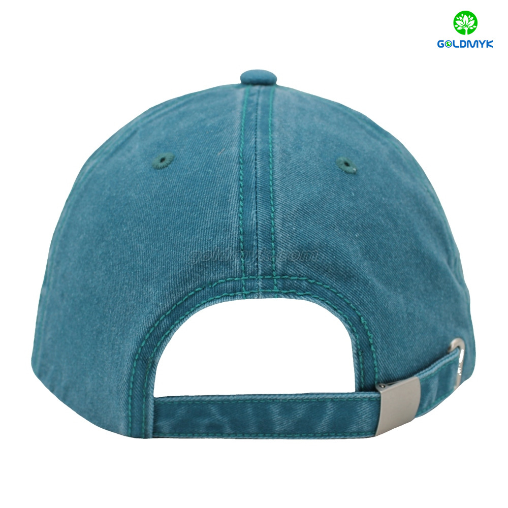 Stylish 6-Panel Blue Flat Embroidery Washed Design for Sports Business or Street Style Baseball Cap