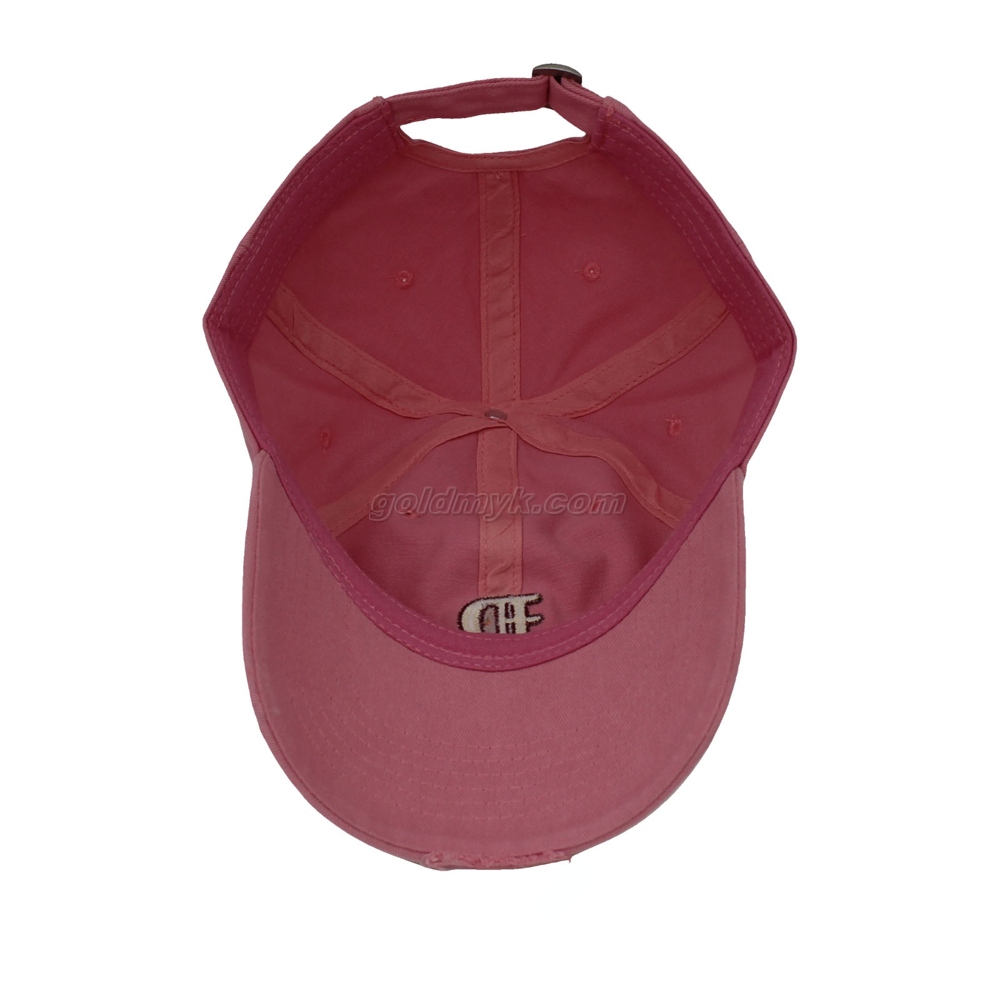 100% Washed Cotton Baseball Cap Rope of Women And Men Custom Embroidery Silk Printed 6 Panel Cap Metal Buckle Closure