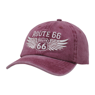Hot Sale Unstructured Pigment Washed Cotton Route 66 Baseball Cap And Hat