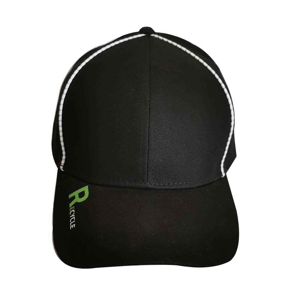 Recycle Fabric Print Logo Sports Baseball Cap With Reflective Piping 