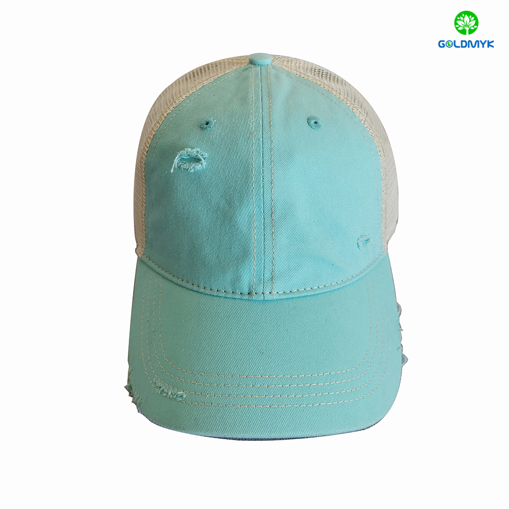 100% Cotton Blank Washed Mesh Cap 