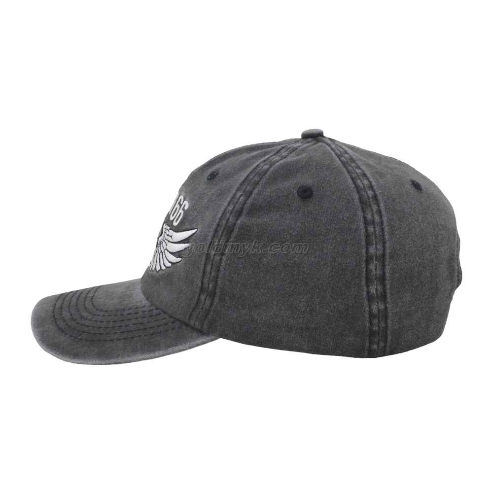 Vintage Stylish Flat Embroidery Washed Baseball Cap Dad Hat 6-panel ...