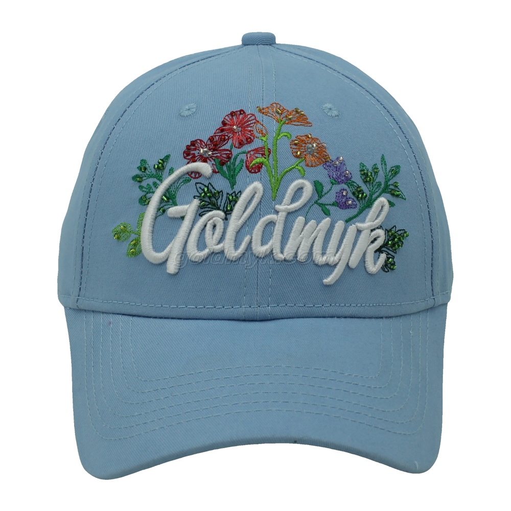 Fashion And Hot Sale Cotton Twill Fabric Baseball Cap And Hat with 3D Embroidery And Beaded Embroidery