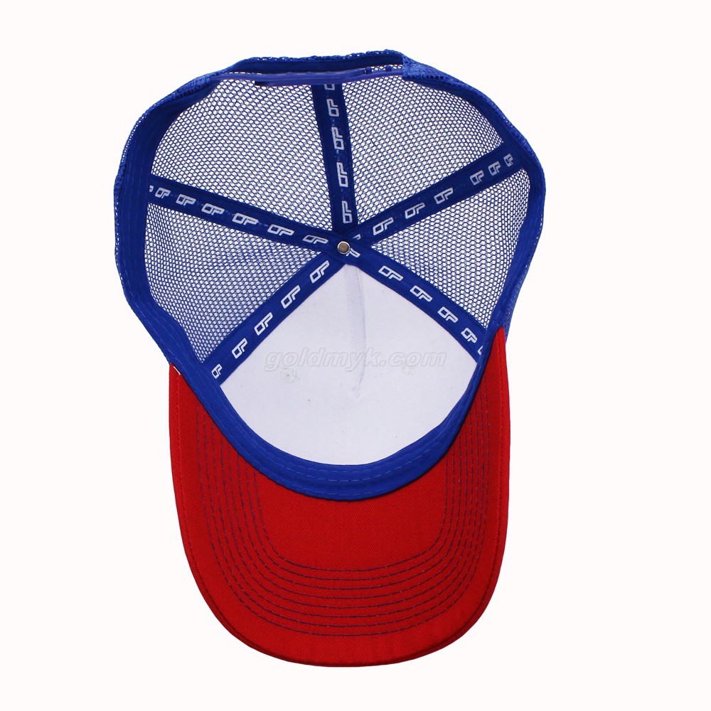 Promotional Blank 5 Panels Mixed Colors Cotton And Mesh Trucker Cap And Hat with Custom Logo Design And Printed Tape