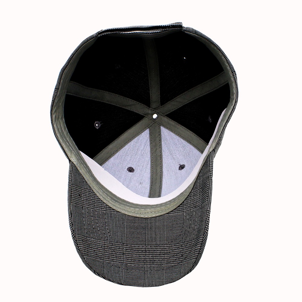 Promotional Hot Sale 100% Polyester Checked 6 Panels Structured Baseball Cap And Hat with Customized Logo Design