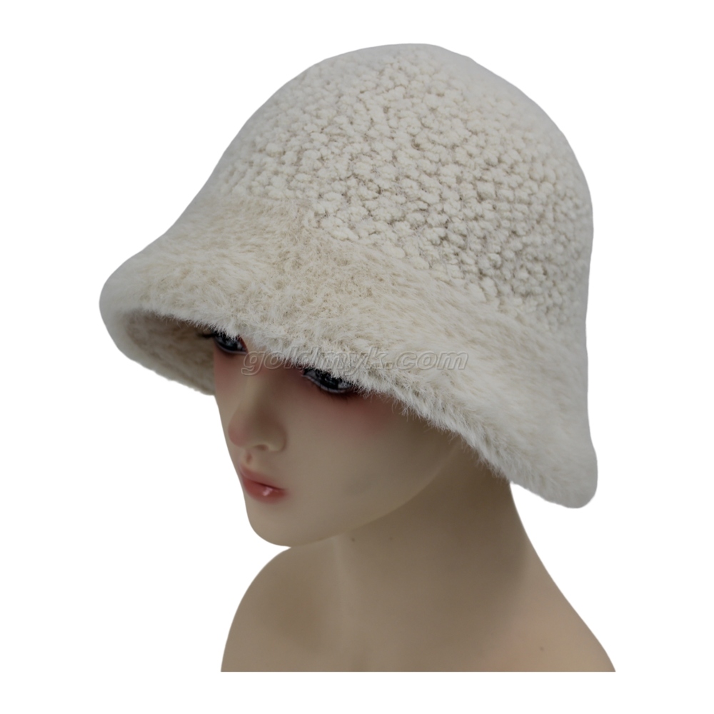 White Color Fashion Wool Fabric Women Winter Hat for Warm