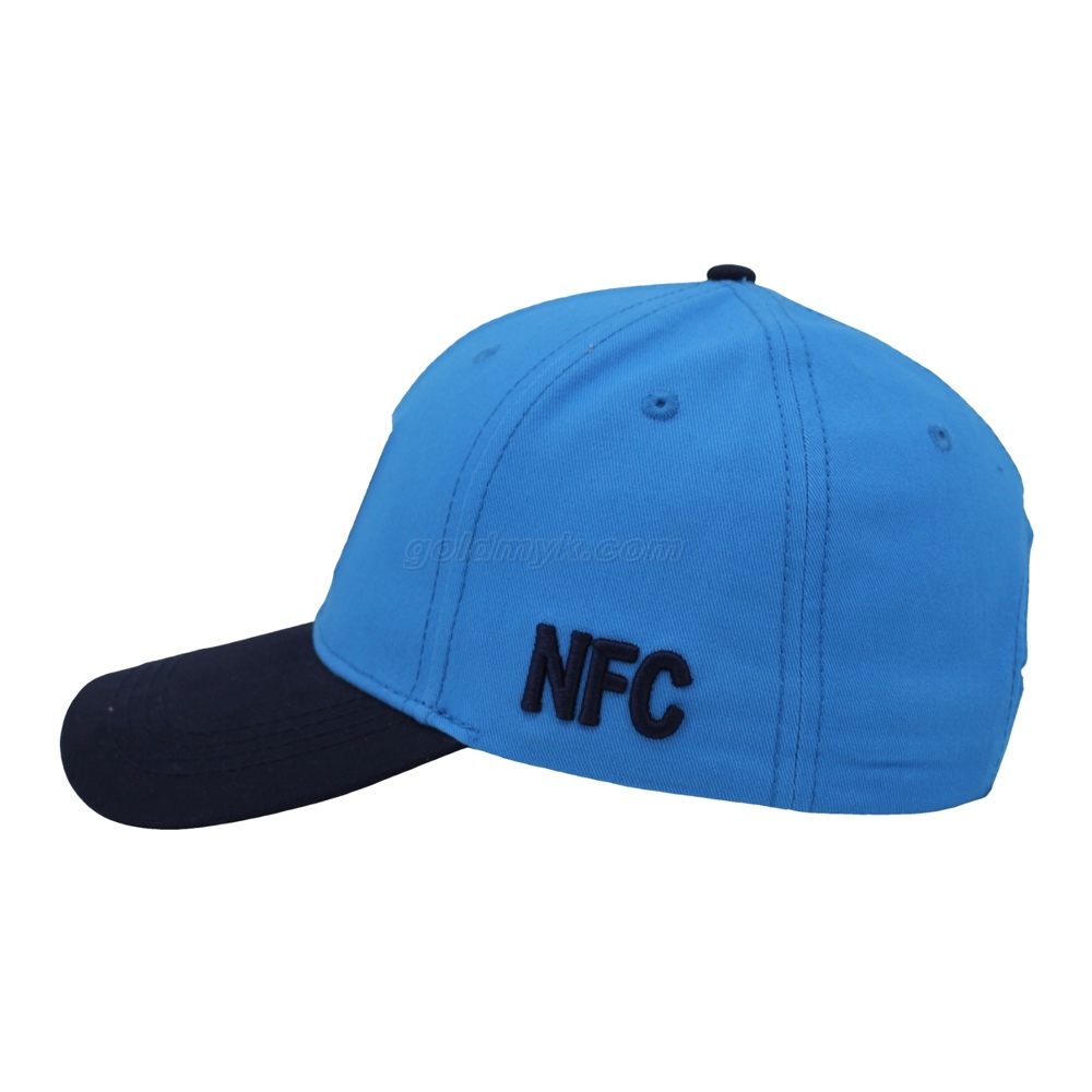Factory Custom Logo Two Tone Blue Navy Baseball Hat Built In NFC Chip Square Raised Patch Front Embroidery Sports Caps For Men