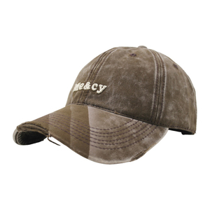 Vintage Acid Washed Distressed Baseball Cap 6 Panel Curved Frayed Brim 3D Embroidery Dad Hat Custom Logo