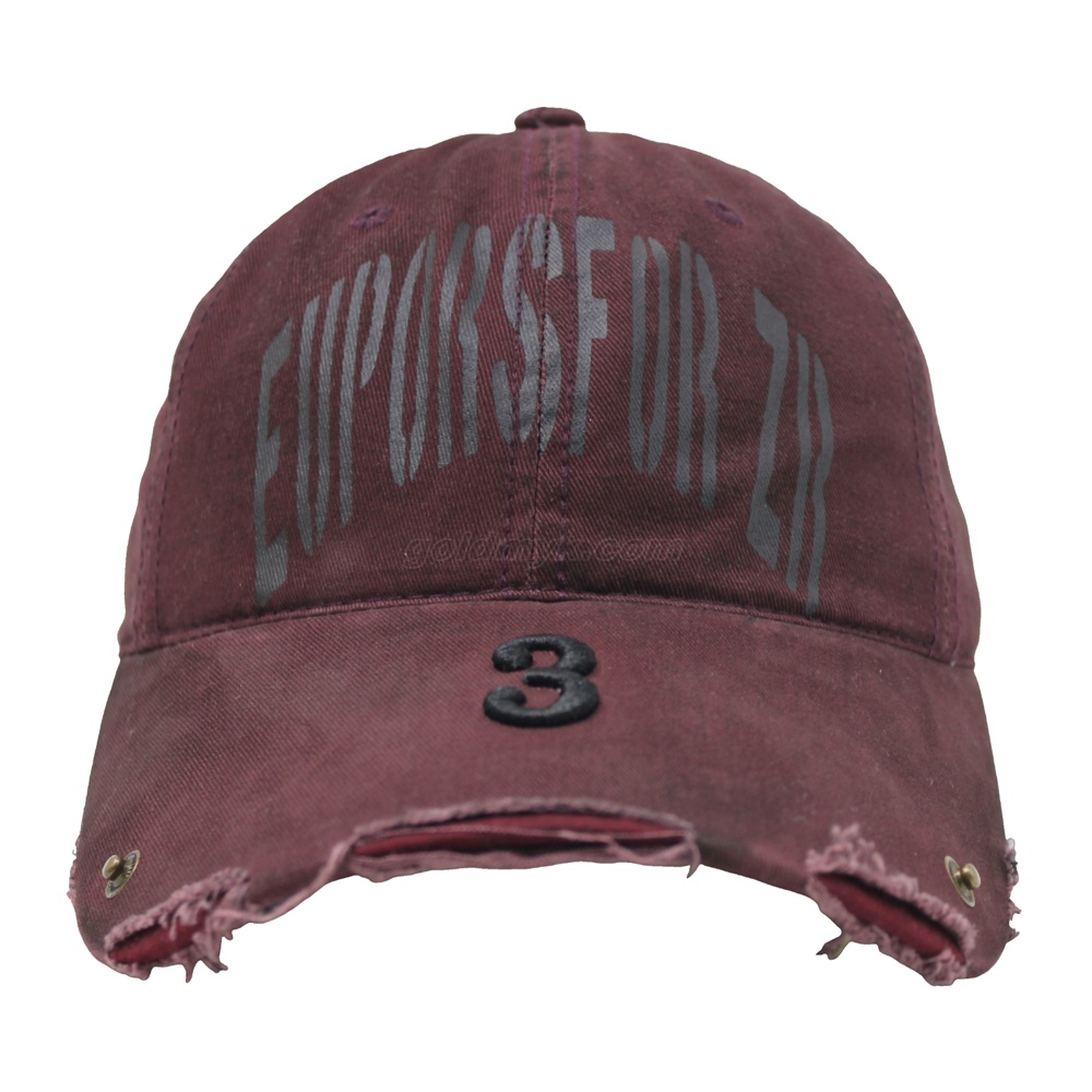 Custom Printed Embroidery Distressed Washed Cotton Baseball Cap Frayed Edge Curved Visor 6 Panel Adjustable Dad Hat Wholesale
