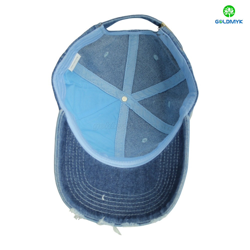 Custom Distressed Denim Embroidered Hat LOGO Can Embroidery or Print of Women /Men