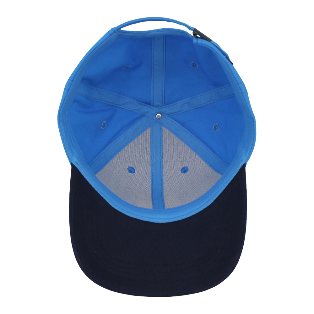 Factory Custom Logo Two Tone Blue Navy Baseball Hat Built In NFC Chip Square Raised Patch Front Embroidery Sports Caps For Men