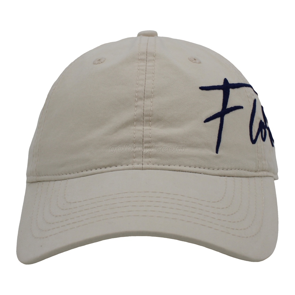 Washed Cotton Unstructured Dad Hat Custom Embroidery Florida Signature Logo Baseball Cap