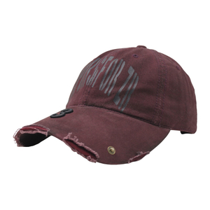Custom Printed Embroidery Distressed Washed Cotton Baseball Cap Frayed Edge Curved Visor 6 Panel Adjustable Dad Hat Wholesale
