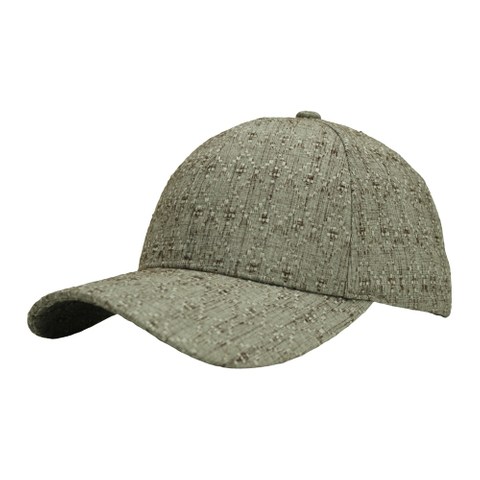 Textured Linen Blend Baseball Cap 6 Panel Structured Curved Brim Men Sport Hat Custom Logo