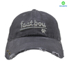 Distressed Washed Cotton Cap with Letter Embroidery & Metal Rivets
