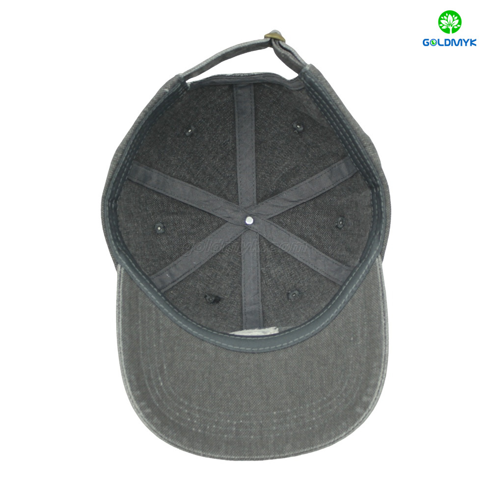 Custom Washed Canvas 6 Panel Baseball Cap in Plain Grey Color Custom LOGO Can Embroidery or Print of Women /Men