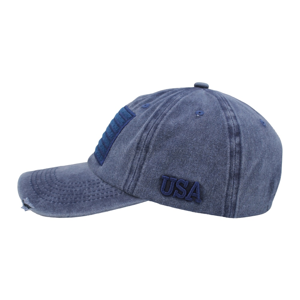 Vintage Washed Navy USA Flag Patch Distressed Baseball Cap