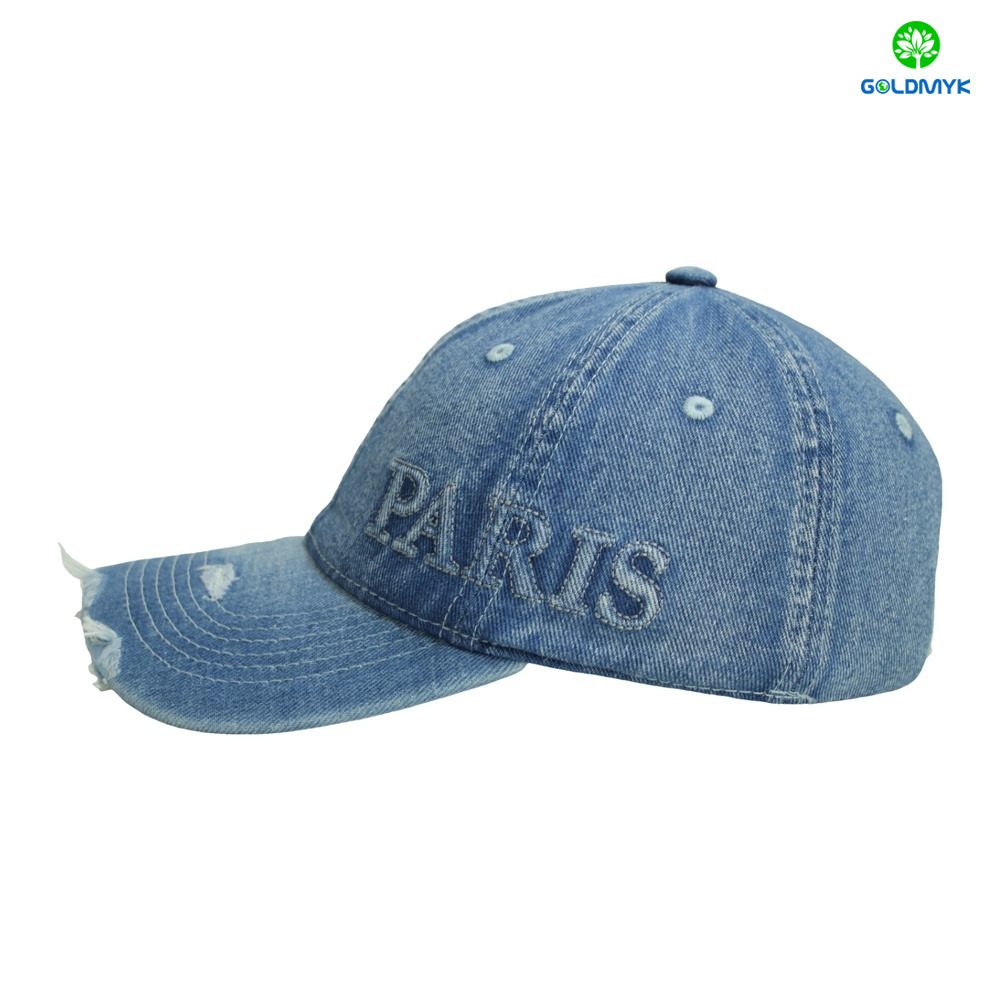 Custom Distressed Denim Embroidered Hat LOGO Can Embroidery or Print of Women /Men