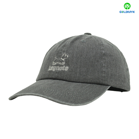 Custom Washed Canvas 6 Panel Baseball Cap in Plain Grey Color Custom LOGO Can Embroidery or Print of Women /Men