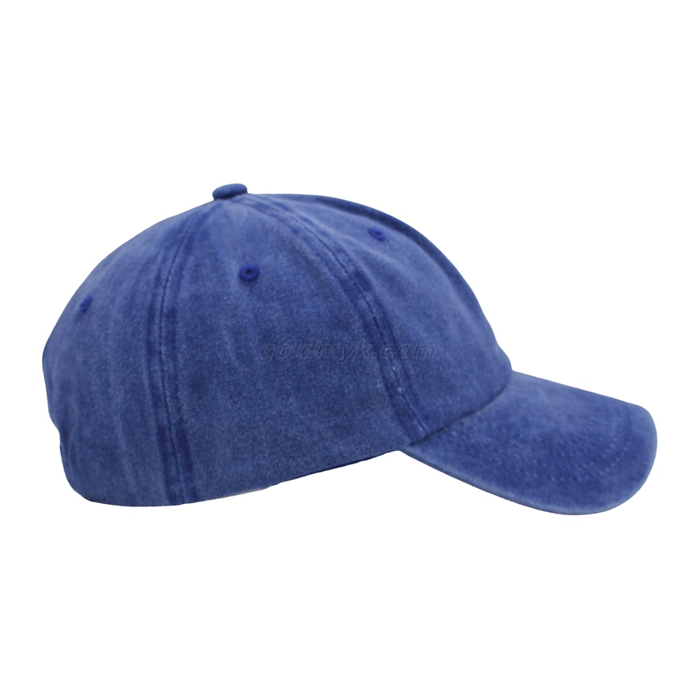 Blank Blue Washed Baseball Cap - Plain Solid Color Adjustable Casual Hat