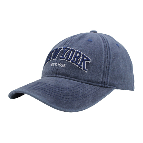 Vintage Washed Navy Baseball Cap – "NEW YORK" Embroidered Casual Hat