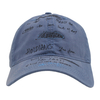 Washed Coated Blue Baseball Cap With Custom Print, Vintage Waterproof Casual Sports Hat