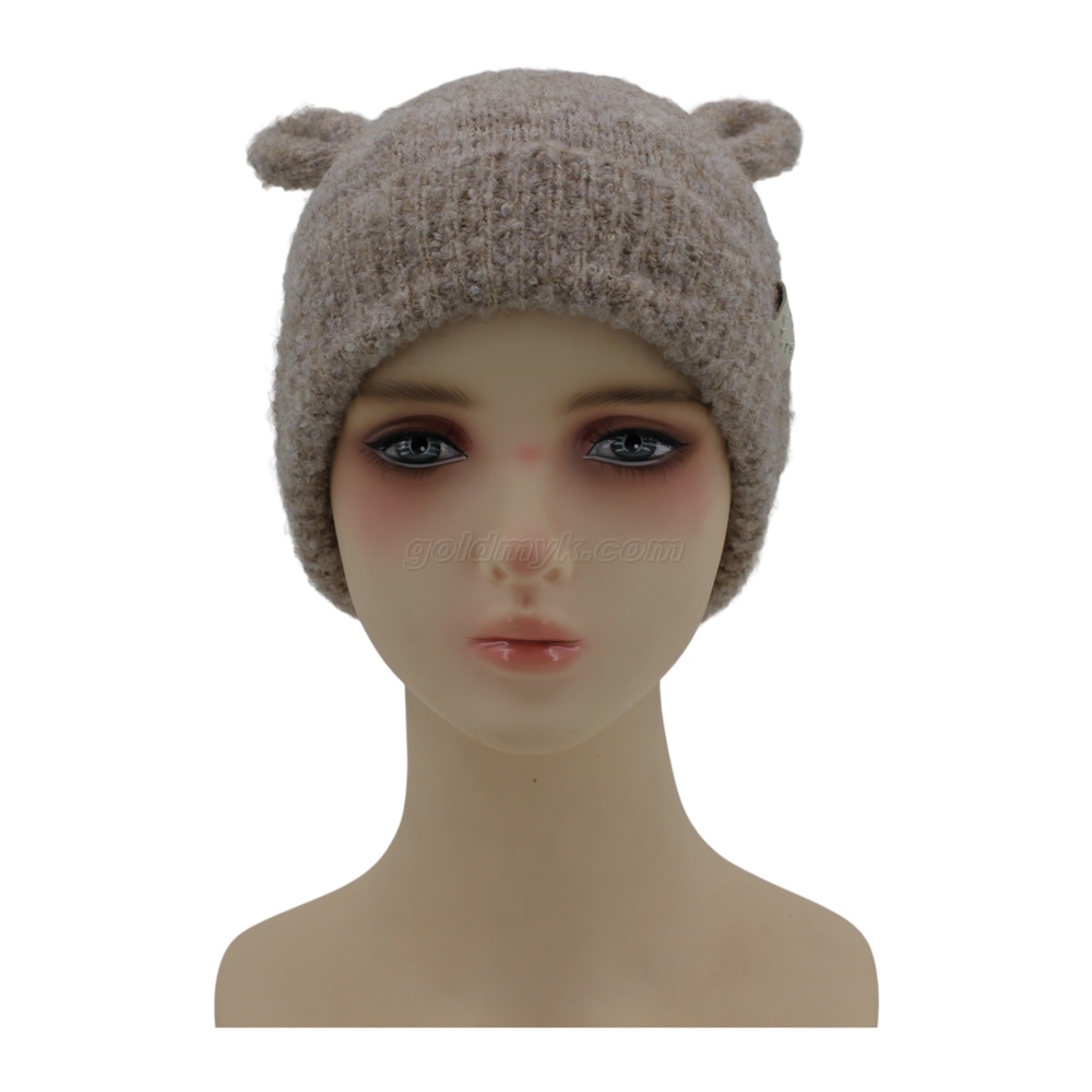 New And Cute Double Layer Warm Knitted Hat with Wool Fabric Lining