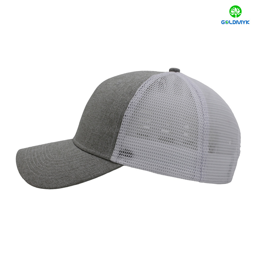 Blank Heather Grey Trucker Hat Breathable Mesh Back Baseball Cap