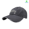 Distressed Washed Cotton Cap with Letter Embroidery & Metal Rivets