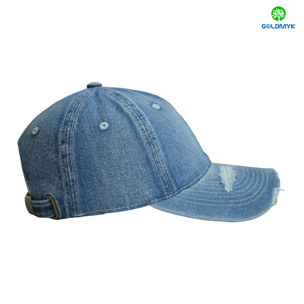 Custom Distressed Denim Embroidered Hat LOGO Can Embroidery or Print of Women /Men