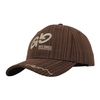 Wholesale Vertical Stripe Brown Curved Brim Cap 3D Puff Embroidery Logo Outdoor Sports Baseball Hat For Men