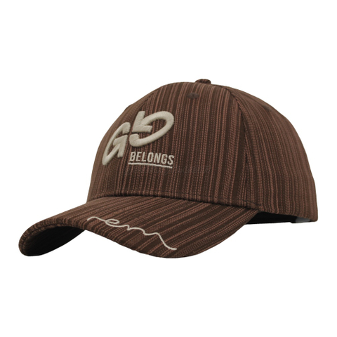Wholesale Vertical Stripe Brown Curved Brim Cap 3D Puff Embroidery Logo Outdoor Sports Baseball Hat For Men
