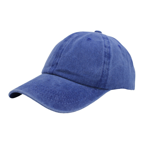 Blank Blue Washed Baseball Cap - Plain Solid Color Adjustable Casual Hat